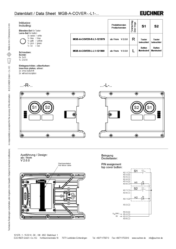 Bild på MGB-A-COVER-R-L1-121979 från Euchner GmbH i kategori Elektroniska grindlås